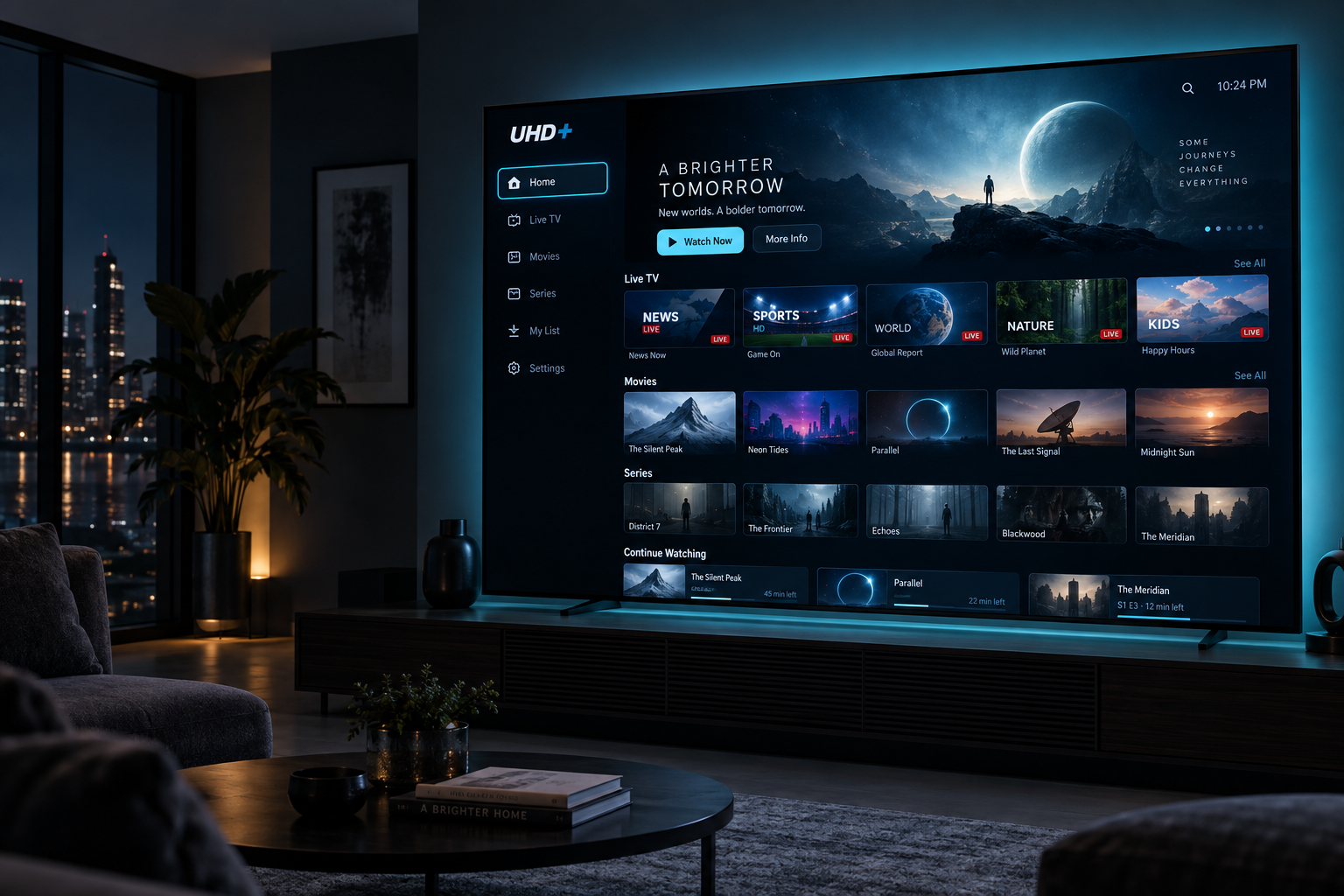 UHD+ Player interface on Android TV
